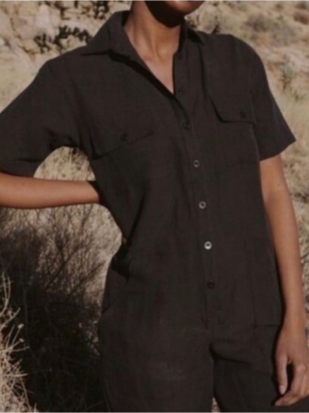 OZMA Short Sleeve Jumpsuit in Black size XS